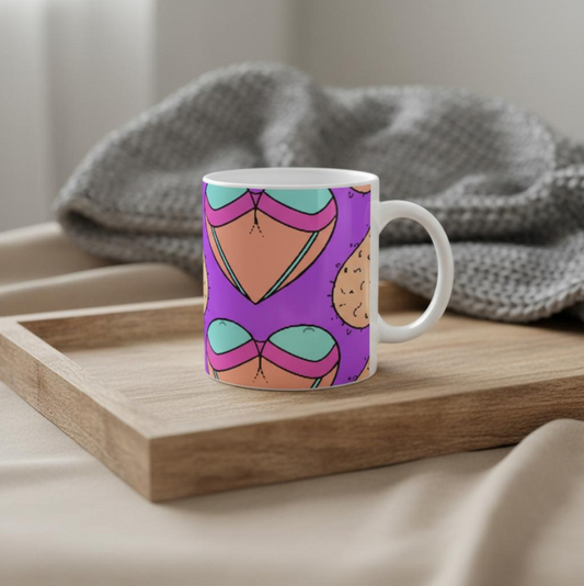 Heart-Shaped Boobs & Balls Novelty Mug - Your Choice of 7 Bold Colors!