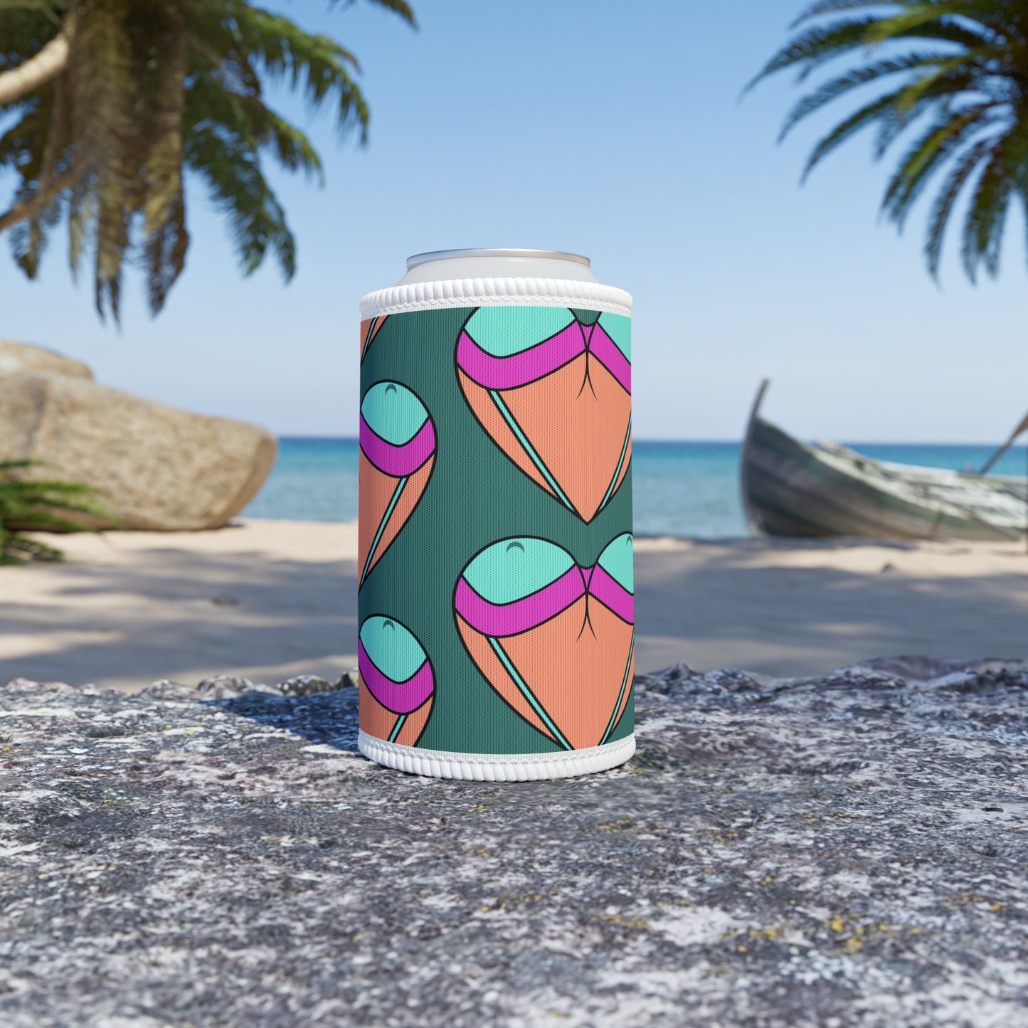 Retro Hearts Stubby Cooler