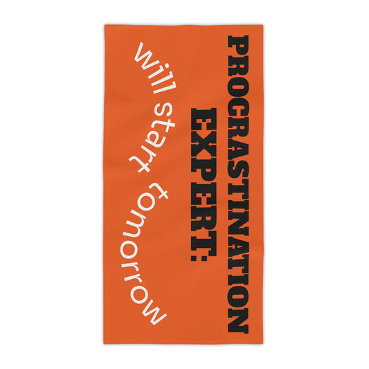 Procrastination Expert Beach Towel - Fun Summer Gift, Poolside Accessory, Humorous Towel, Beach Sunbath, Summer Vibes!