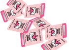 Scattered pink Panty of Destiny scratch cards with envelope and knickers artwork and silver scratch panels