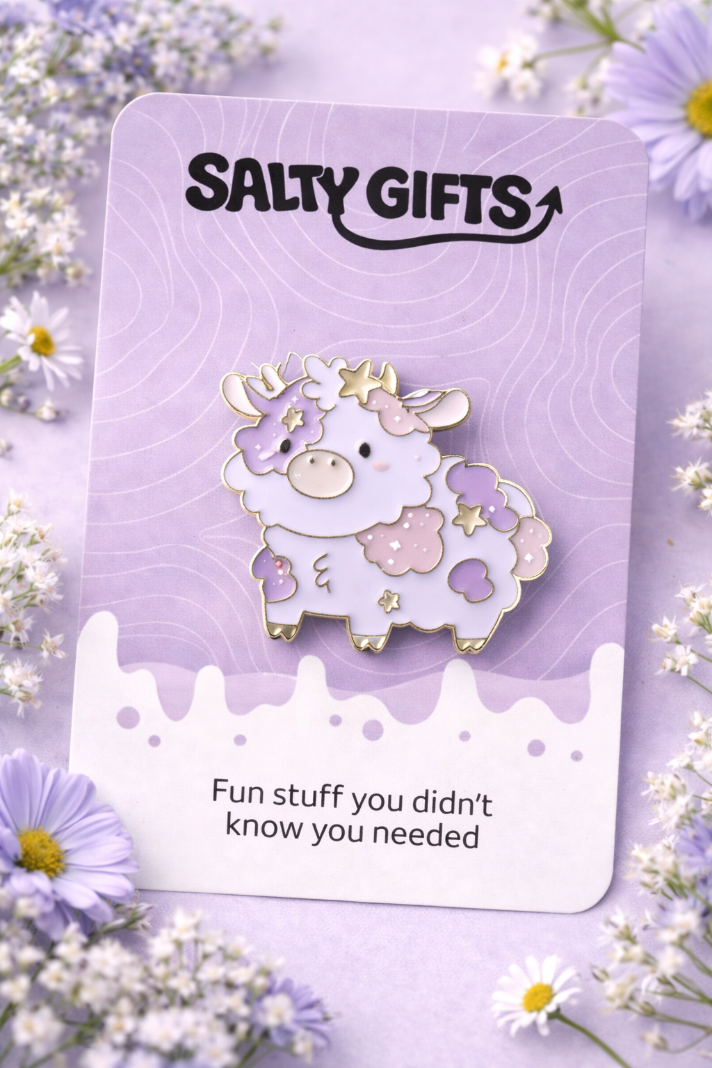 Purple Stars Highland Cow